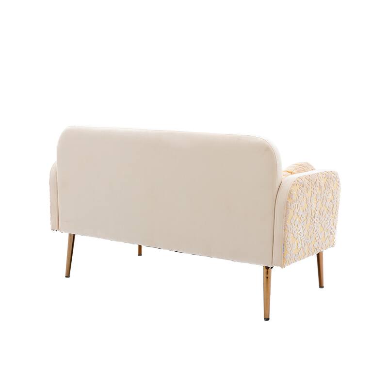 55" Polyester Sofa, Patterned style sofa, loveseat sofa with Rose Gold